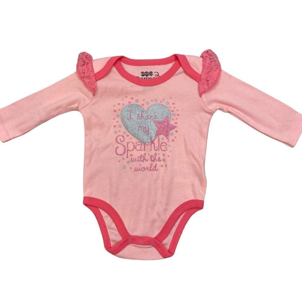 New with tags DDG Darlings Brand Pink Graphic Long Sleeved Onsie size 3-6 Months